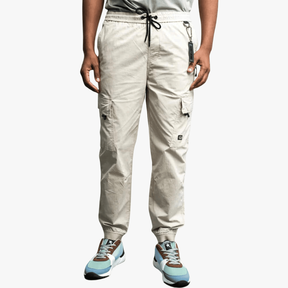 Soviet Mens Thunderbolt Elasticated Cargo Pants Stone | Soviet