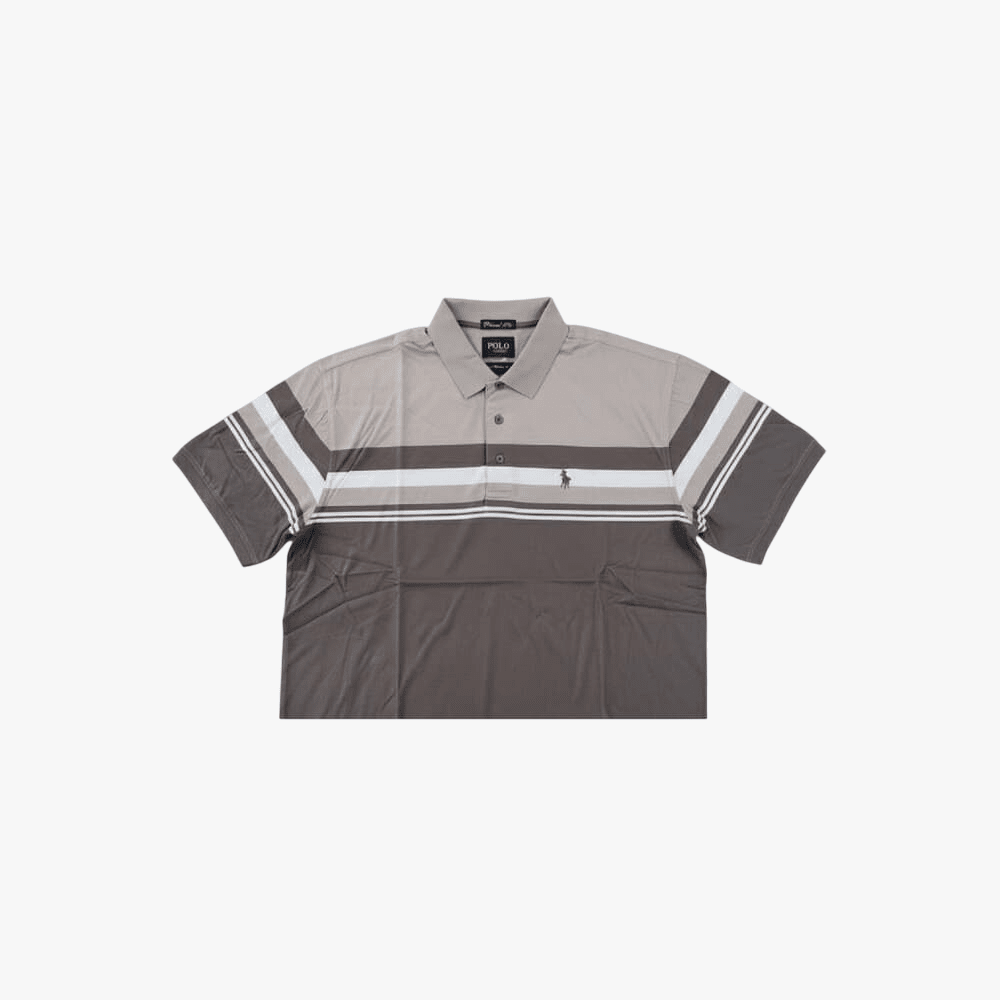 Polo Mens Stripe Mercerised Short Sleeve Golfer Brown | Polo