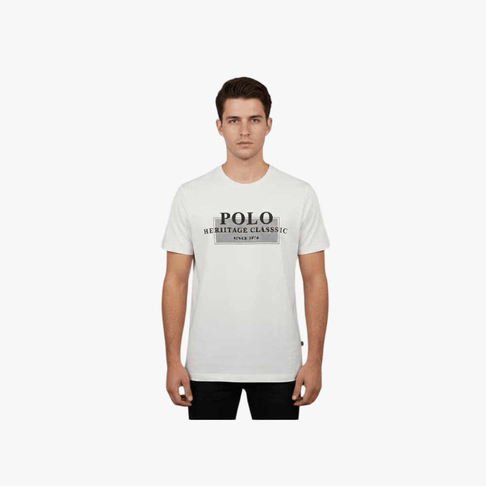 Polo Mens Printed Graphic Short Sleeve Tee Off White | Polo