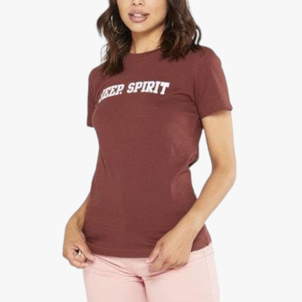 Jeep Ladies Applique Emb Short Sleeve Tee Danish Brown | Jeep