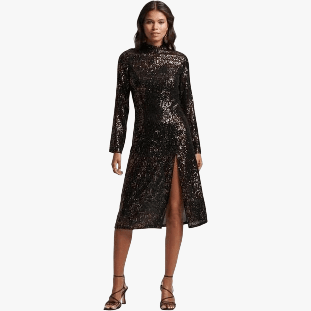 Superdry Womens Backless Sparkly Midi Dress 9M Brown | Superdry