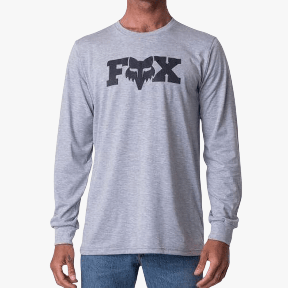Fox Mens Heritage Long Sleeve Tee Grey Melange | Fox