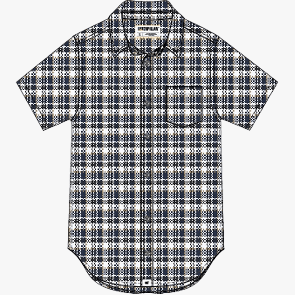 Caterpillar Mens Foundation Light Short Sleeve Shirt Detroit Blue Kelp | Caterpillar