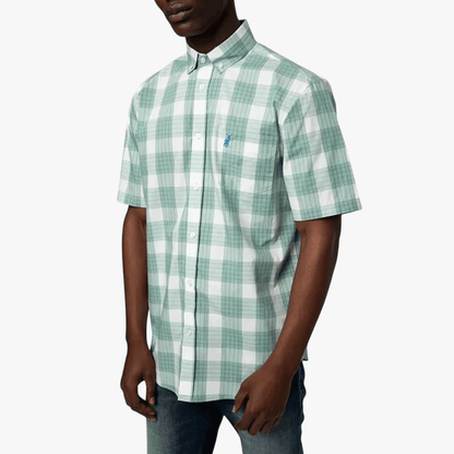 Polo Mens Short Sleeve Check Shirt Green | Polo
