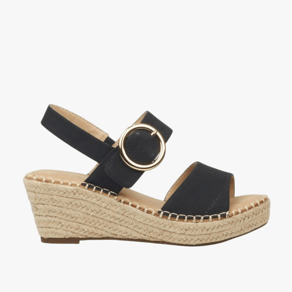 Miss Black Womens Jayda 9 Wedge Black Sandal | Miss Black