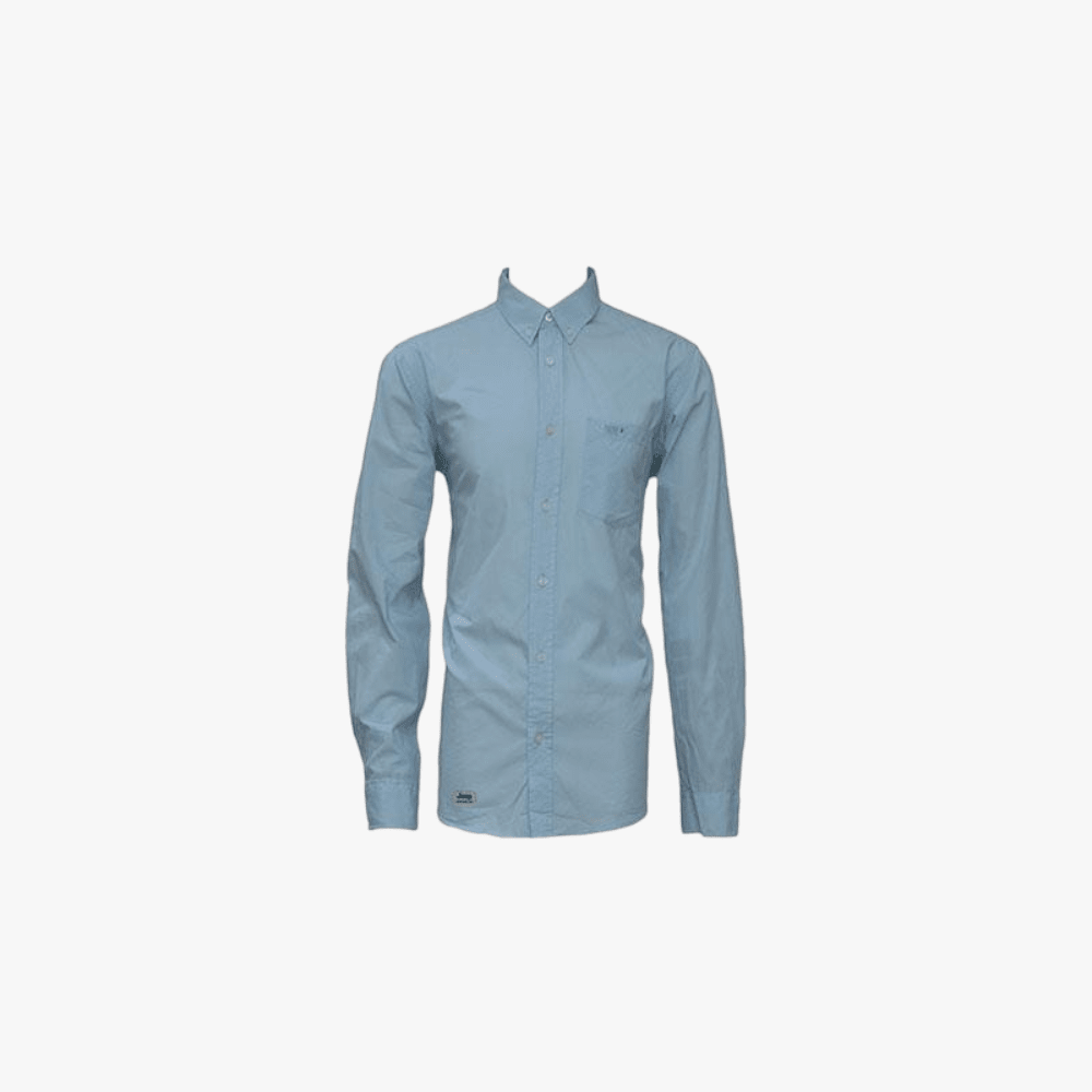 Jeep Mens Plain Poplin Long Sleeve Shirt Ice Blue | Jeep