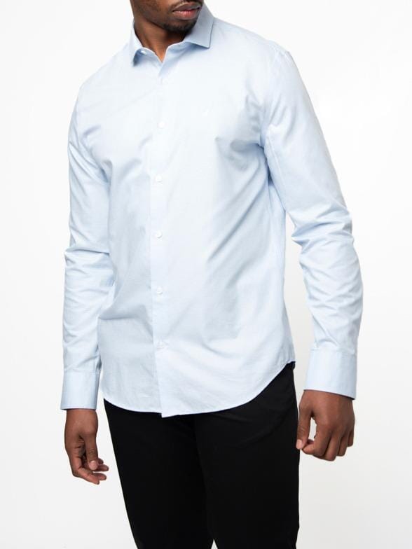 Polo Mens Long Sleeve Micro Check Shirt Blue | Polo