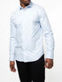 Polo Mens Long Sleeve Micro Check Shirt Blue | Polo