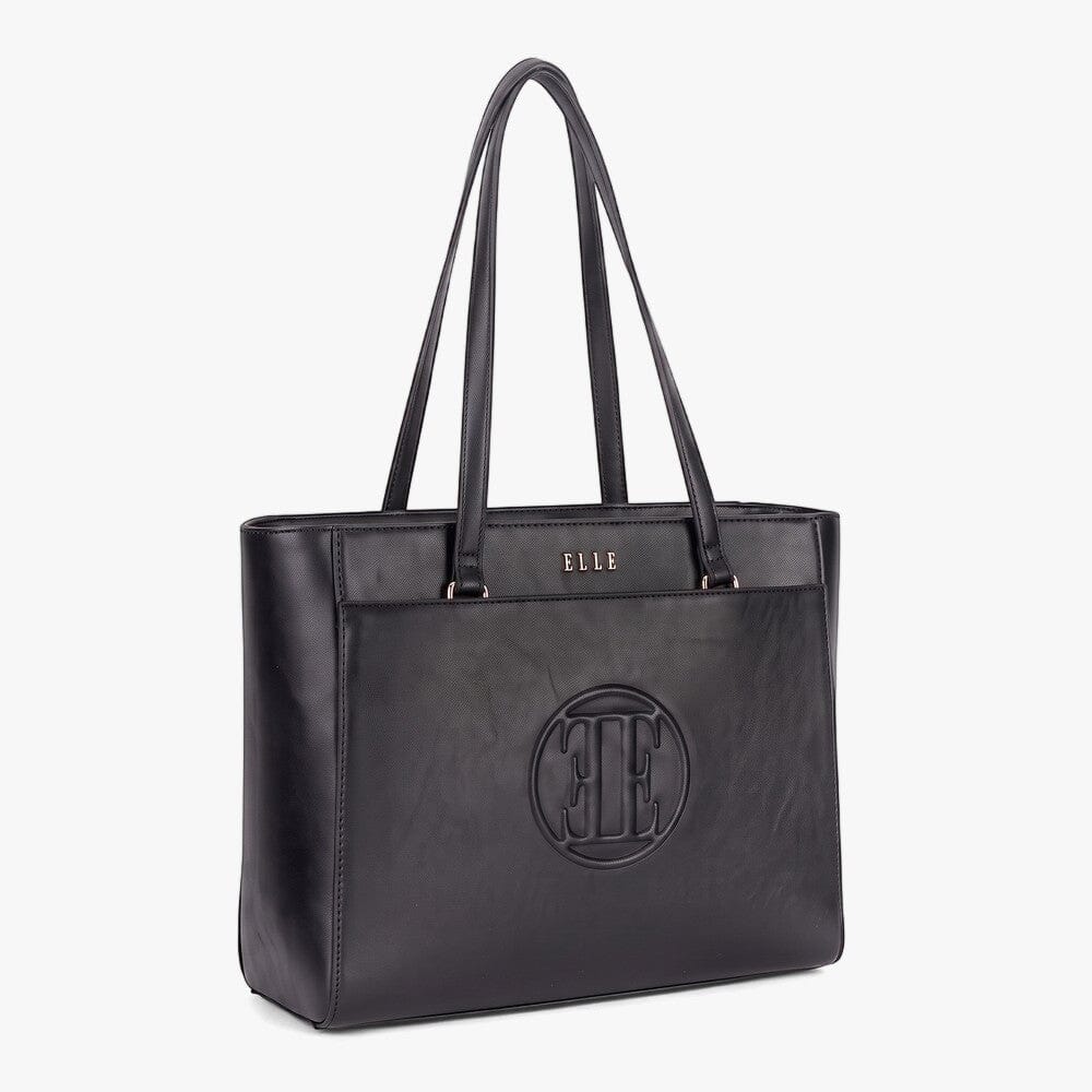 Elle Embossed Tote Handbag Black | Elle