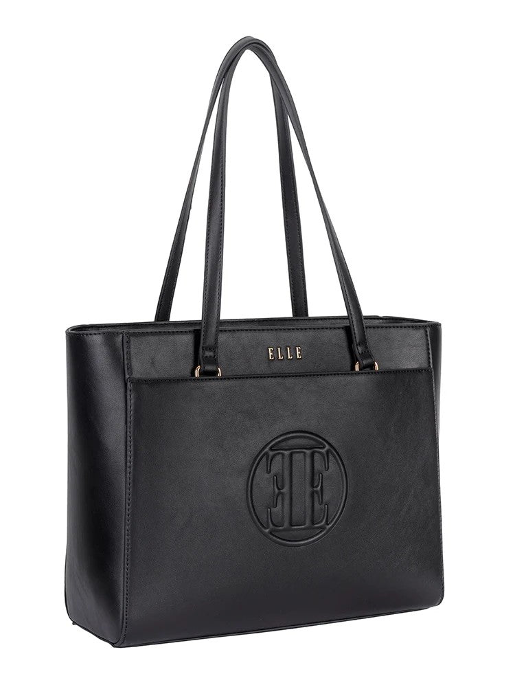 Elle Embossed Tote Handbag Black