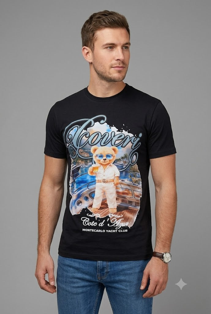 Enrico Coveri Mens Bling Teddy Yacht Tee Black