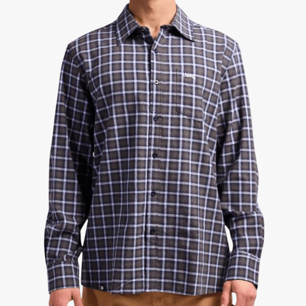 Jeep Mens Yd Long Sleeve Shirt Bold Graphite Sky | Jeep