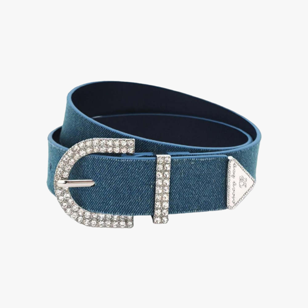 Sissy Boy Denim Belt With Diamantes Blue