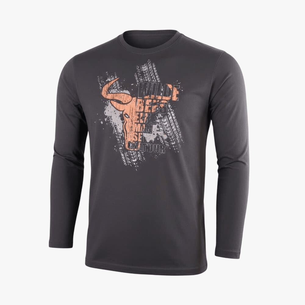 Wildebees Mensdirt Rider Logo Long Sleeve Tee Pewter | Wildebees