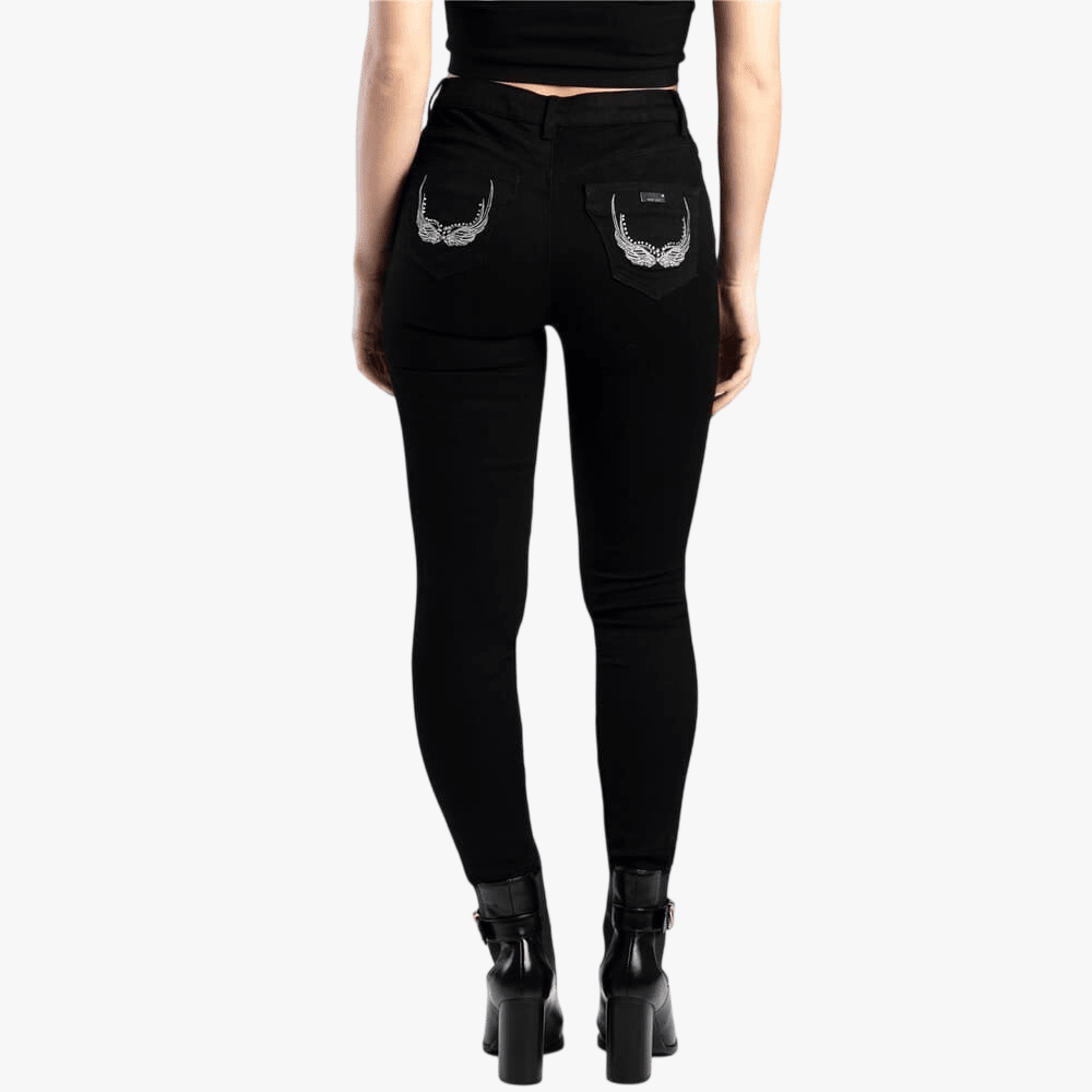 Sissy Boy Mid Waist Skinny Laura Jean Diamante On Pocket Black | Sissy Boy