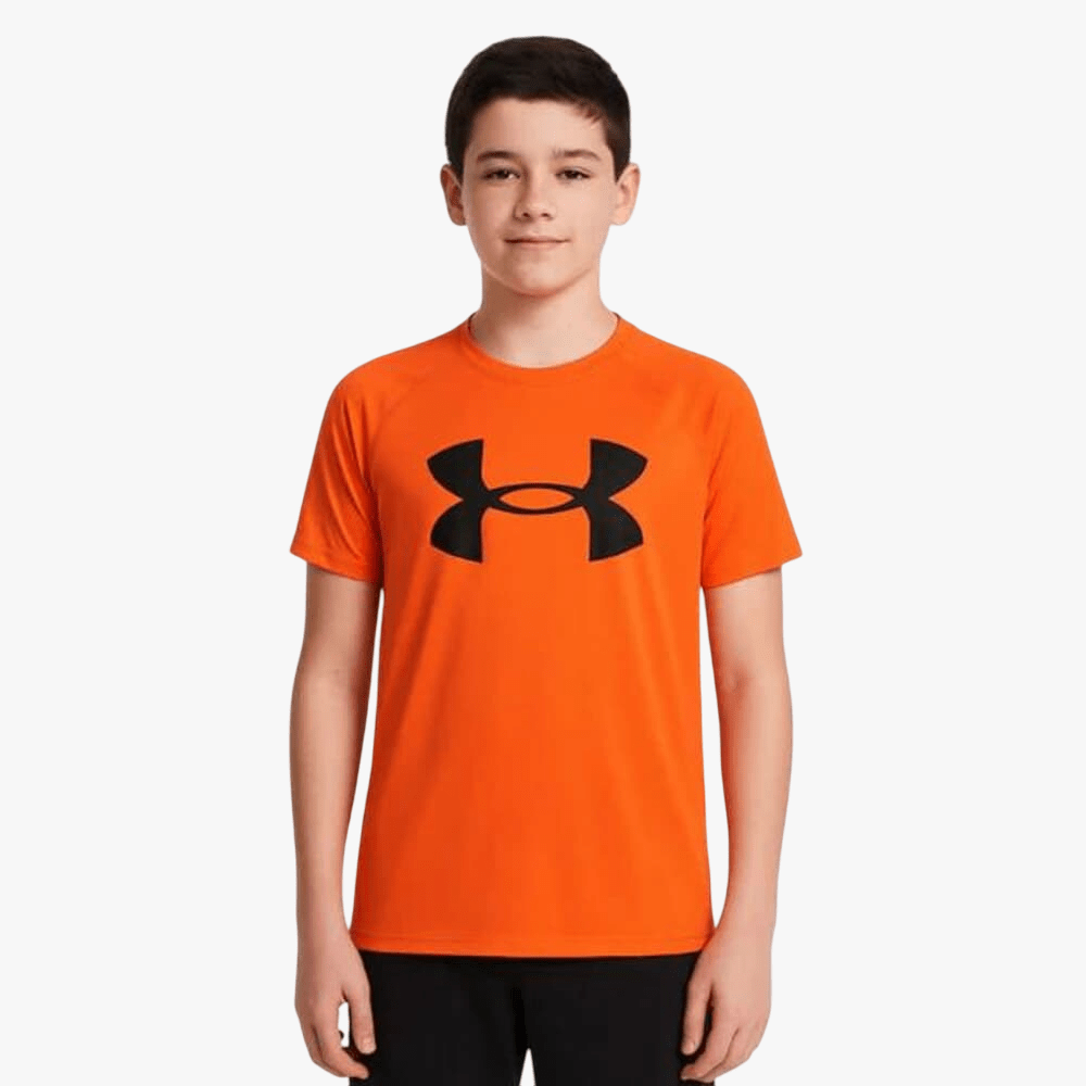 Under Armour Boys Tech Big Logo Short Sleeve Tee 847 Fire | Under Armour