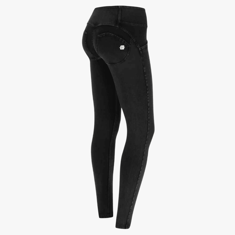Freddy Womens Mid Waist Skinny Fit Black Pants Black Stitch In Stretch Denim | Freddy