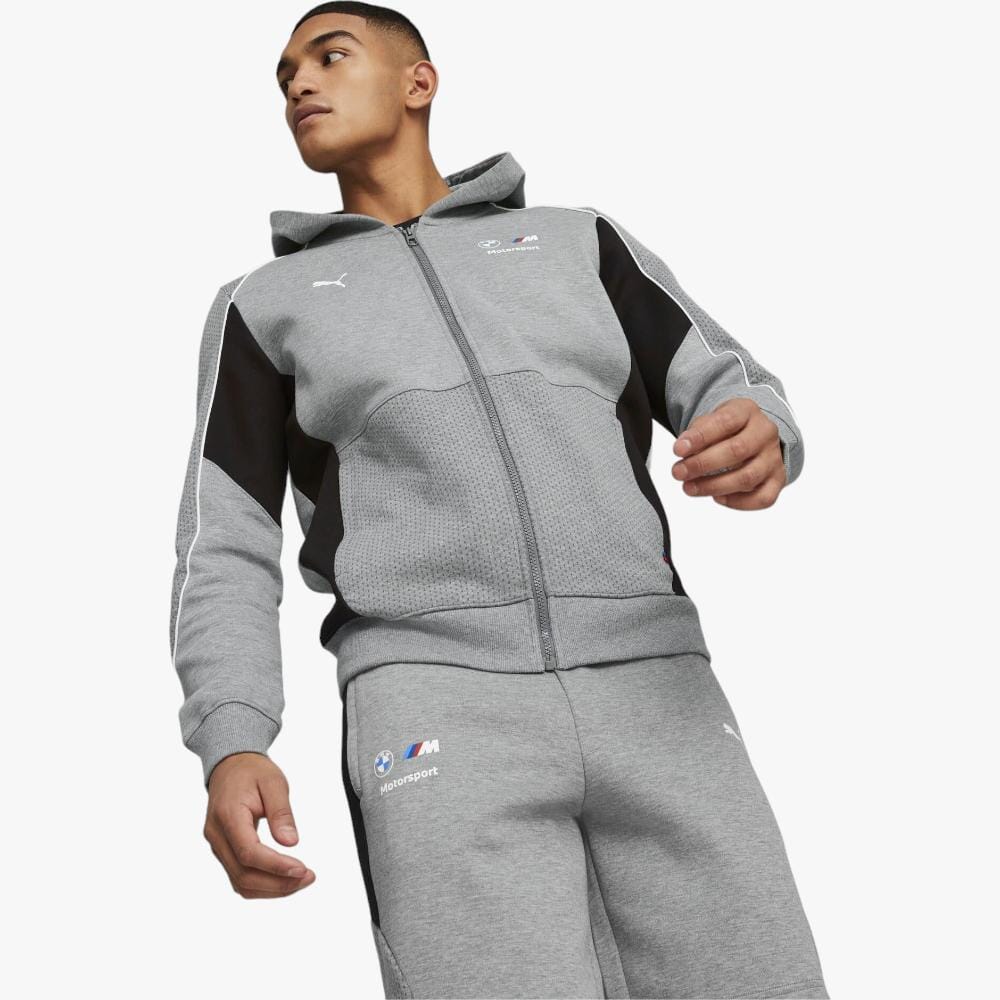 Puma Mens Bmw Mms Hooded Sweat Jacket Med Grey Heather | Puma