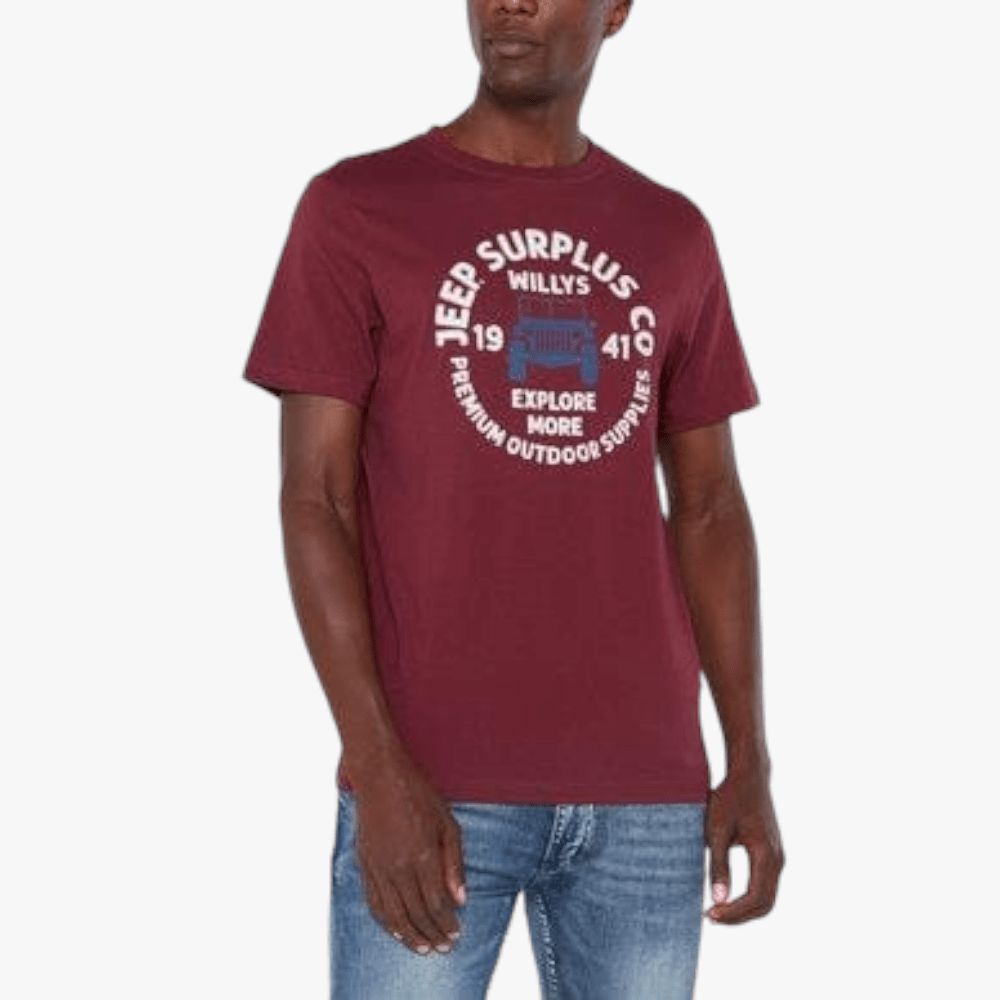 Jeep Mens Fashion Graphics Short Sleeve Tee Dark Plum | Jeep