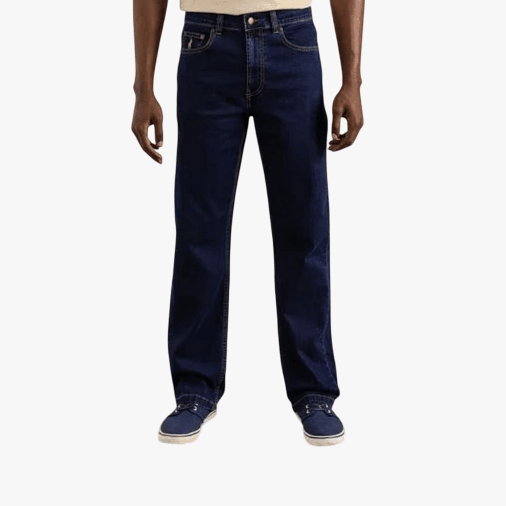 Polo Mens Paul Comfort Fit Relaxed Leg Stretch Denim Indigo Polo