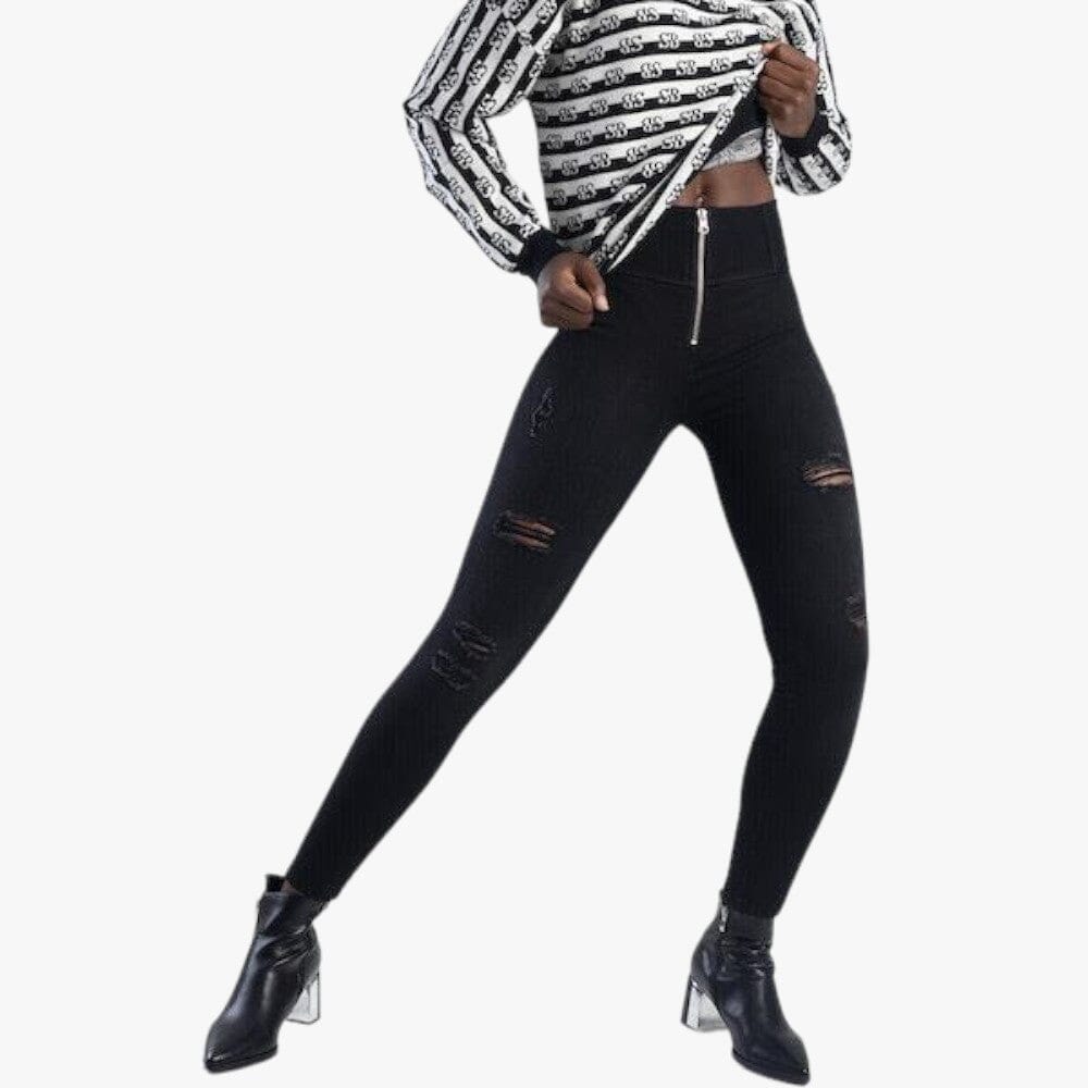 Sissy Boy Womens Omega:Ryder Knit &amp; Jean Combo With Rips Black | Sissy Boy