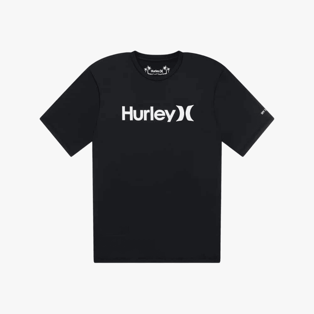 Hurley Mens One And Only Quickdry Rashguard Short Sleeve Rashvest H010 Black | Hurley