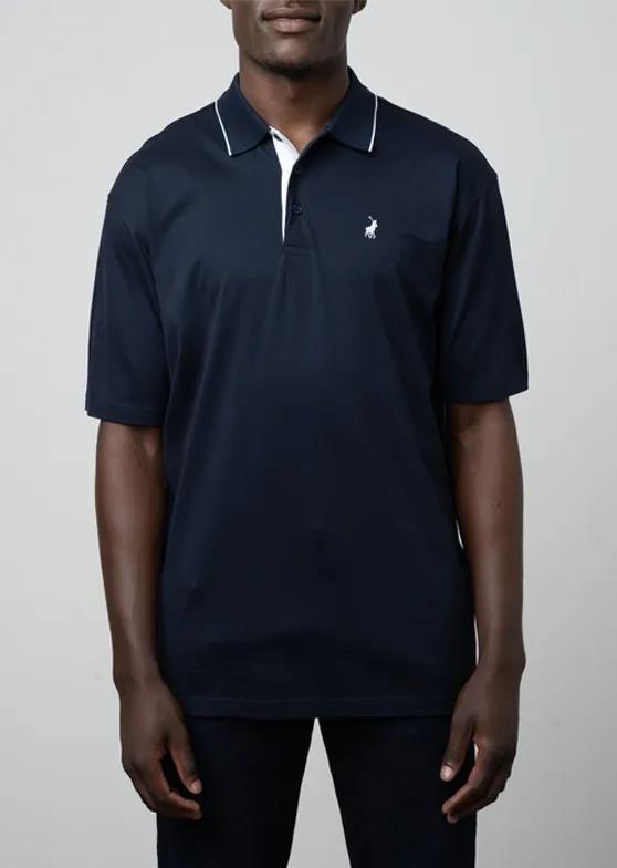 Polo Mens Short Sleeve Tipped Golfer Navy