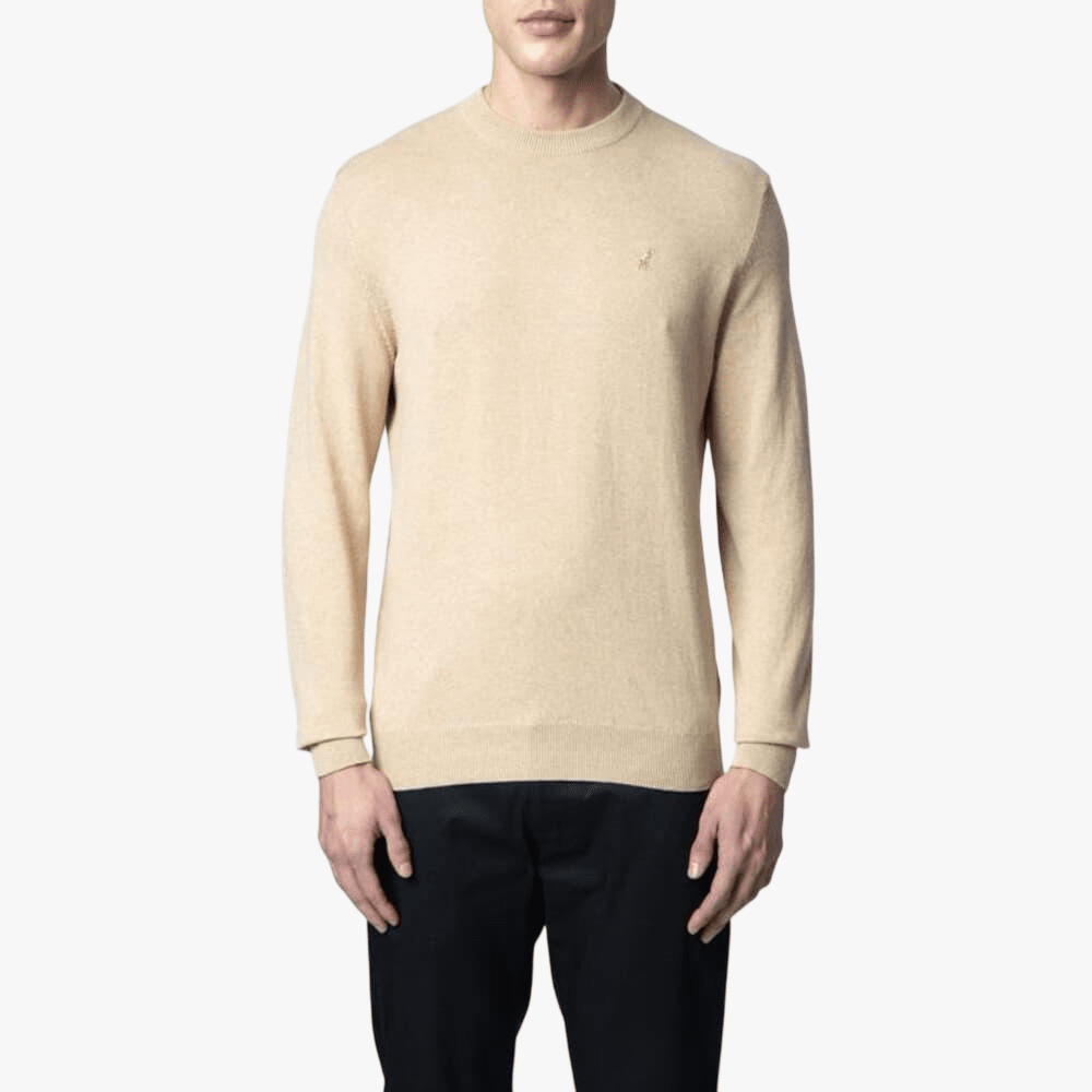 Polo Mens Essential Cotton Crew Sweater Stone | Polo