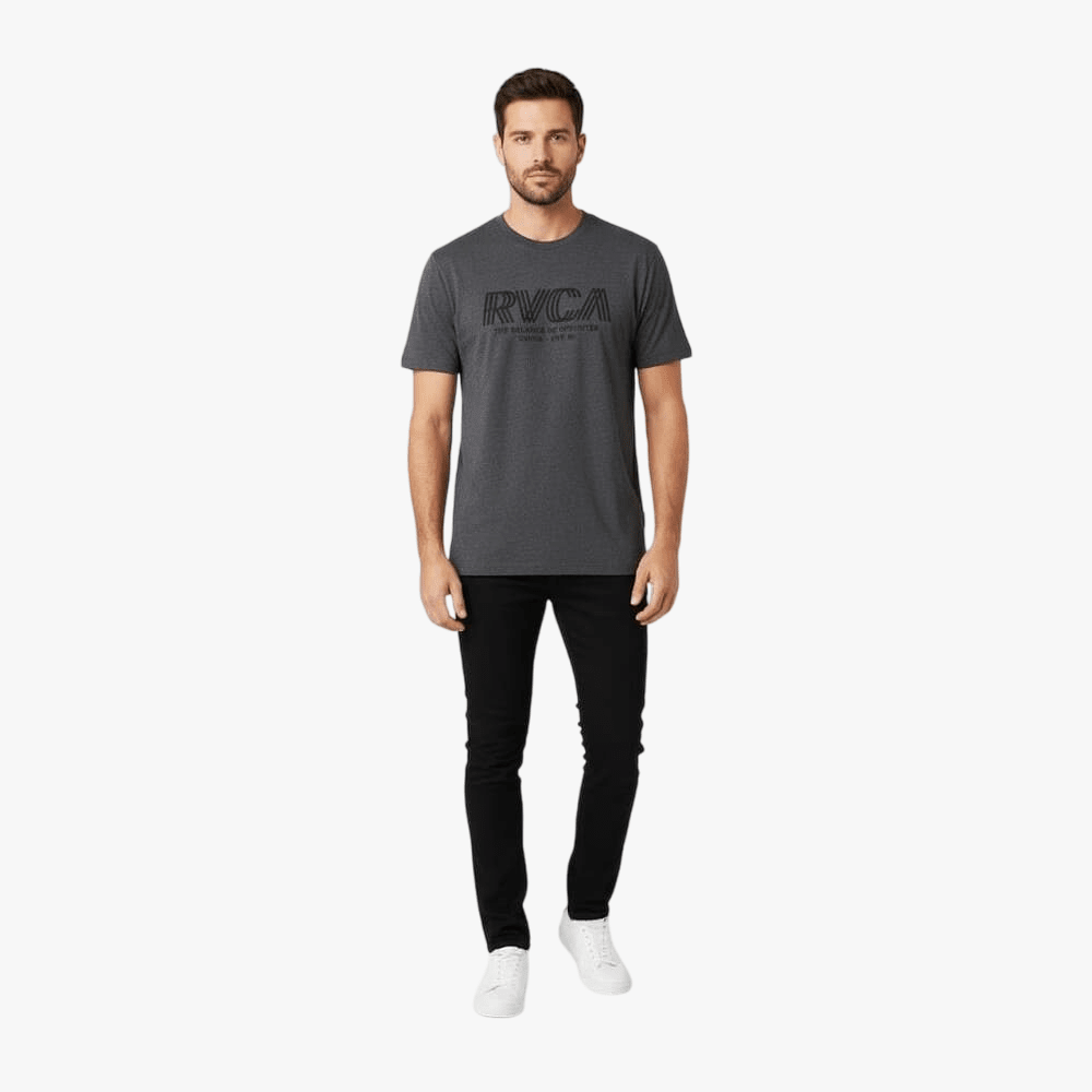 Rvca Mens Copy Short Sleeve Tee Charcoal | Rvca