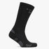 Falke Mens Ranger Crew Socks in black, featuring grey accents on the heel and toe, displayed upright on a plain background.