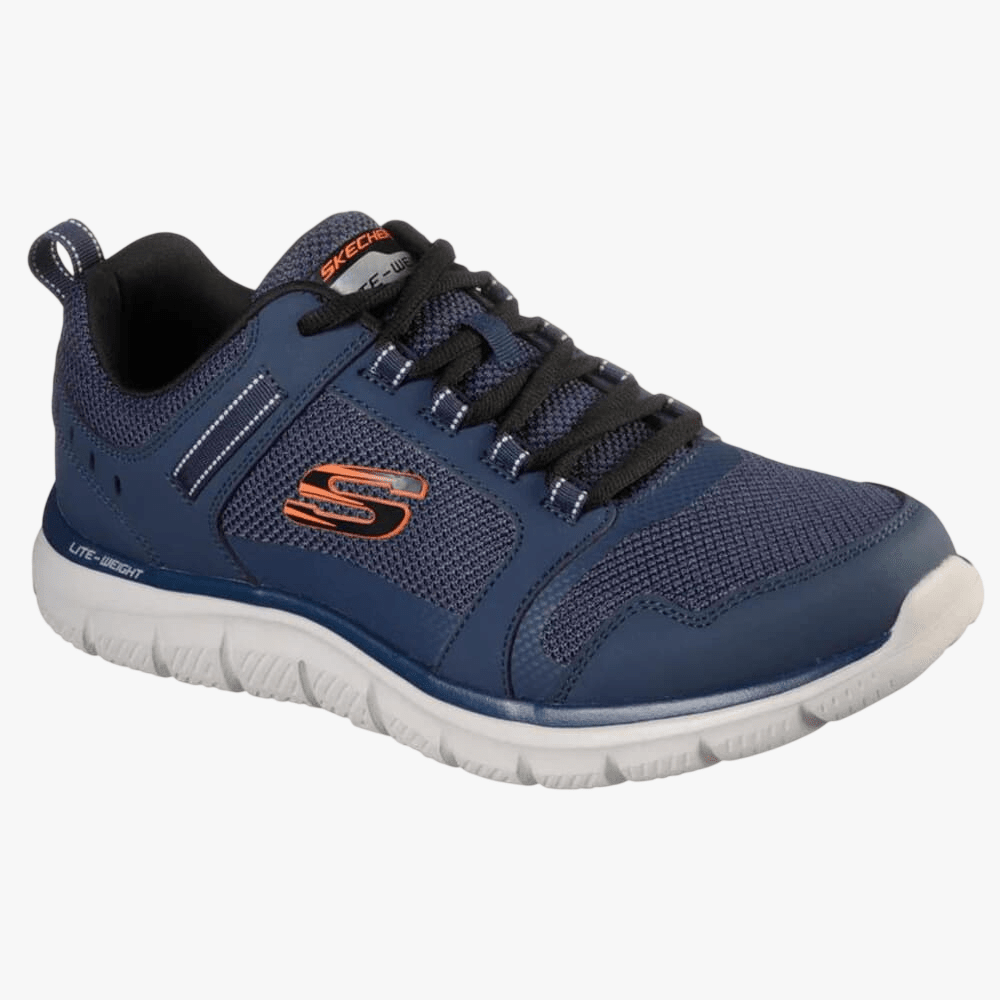 Skechers Mens Sport Track Sneaker Navy Orange | Skechers
