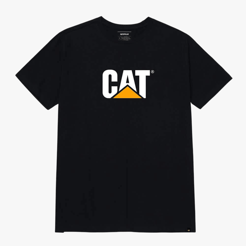 Caterpillar Mens Logo Short Sleeve Tee Pitch Black Trademark | Caterpillar