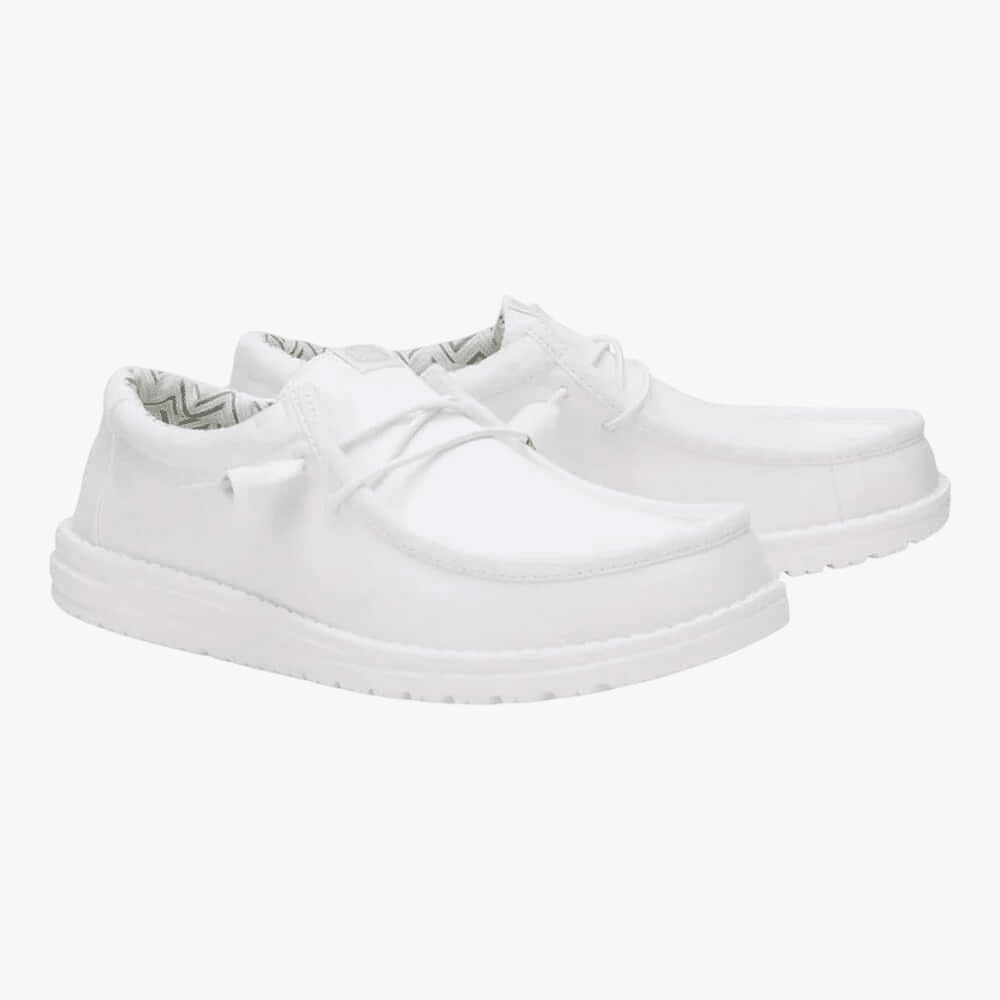 Hey Dude Mens Wally Stretch Canvas White White | Hey Dude