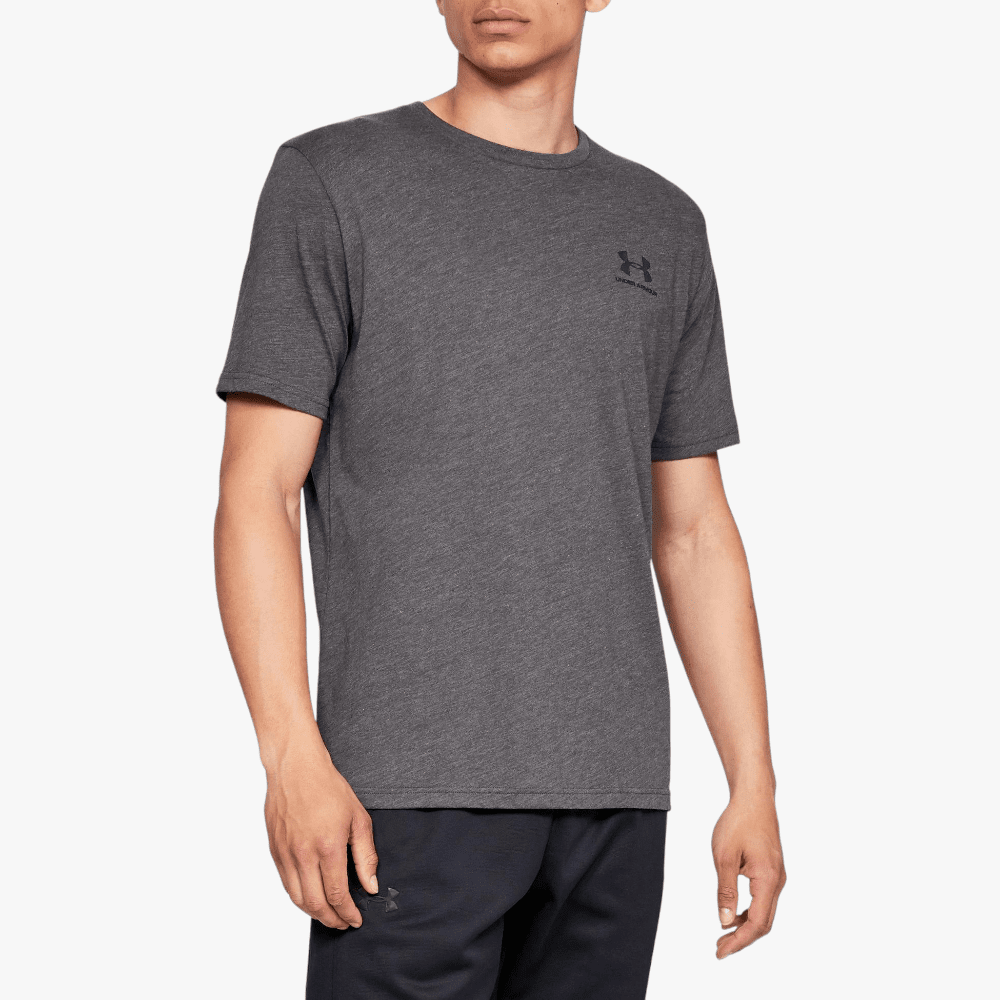 Under Armour Mens Sportstyle Left Chest Short Sleeve Charcoal Mdm Hthr Blk | Under Armour