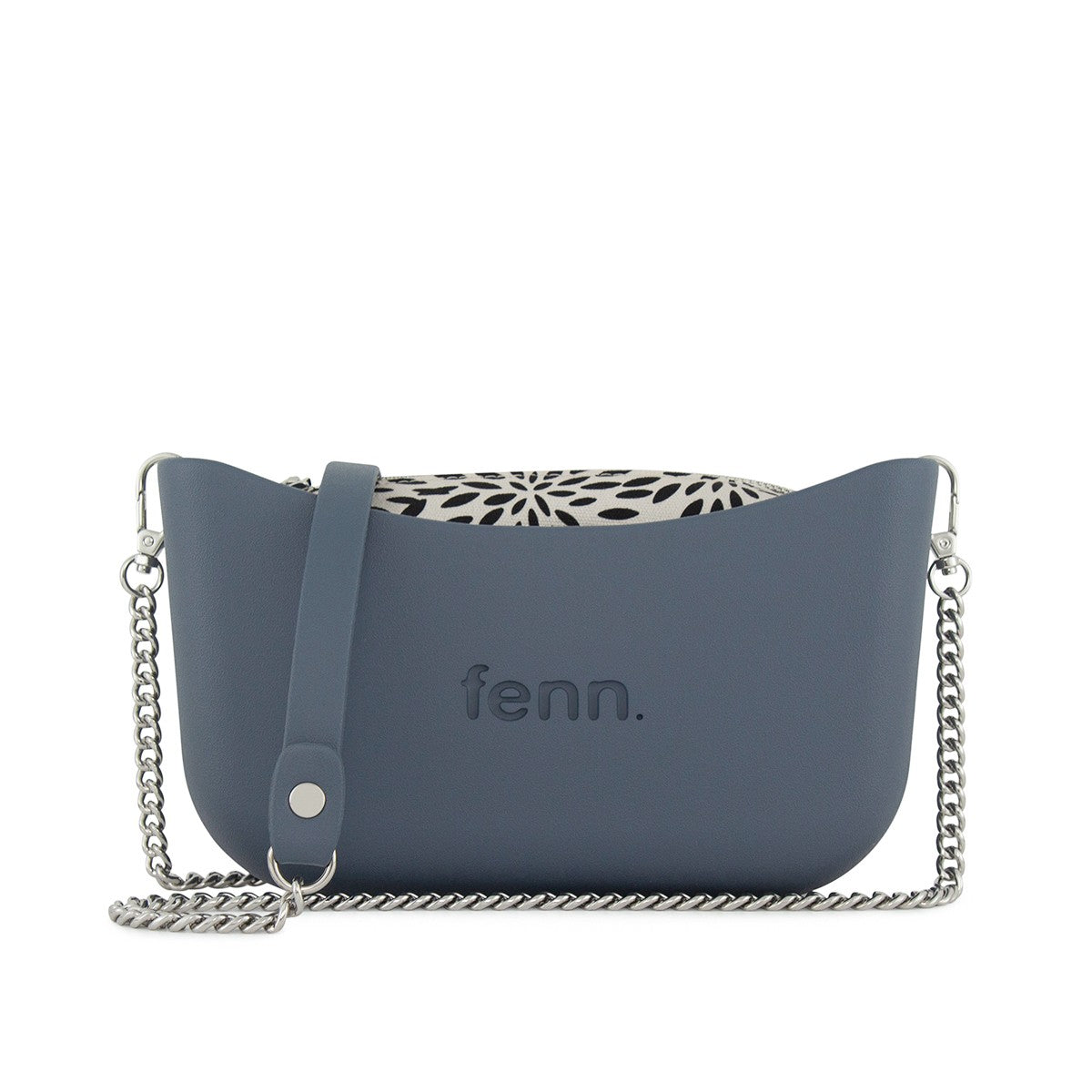 Fenn Classic Handbag Demin-Attern Inner-Silver Zip-Chain Strap