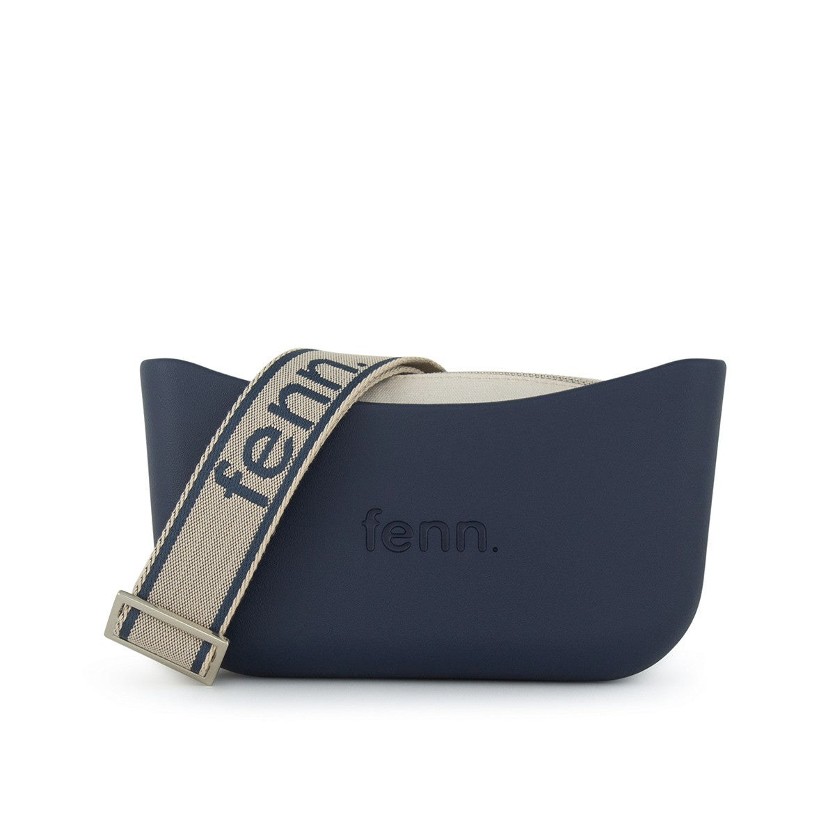 Fenn Classic Handbag Navy Bone Inner – Silver Zip – Adjustable Canvas Strap