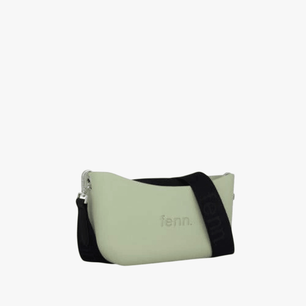 Fenn Classic Handbag Pastel Green Black Inner Silver Zip Black Canvas Handle | Fenn