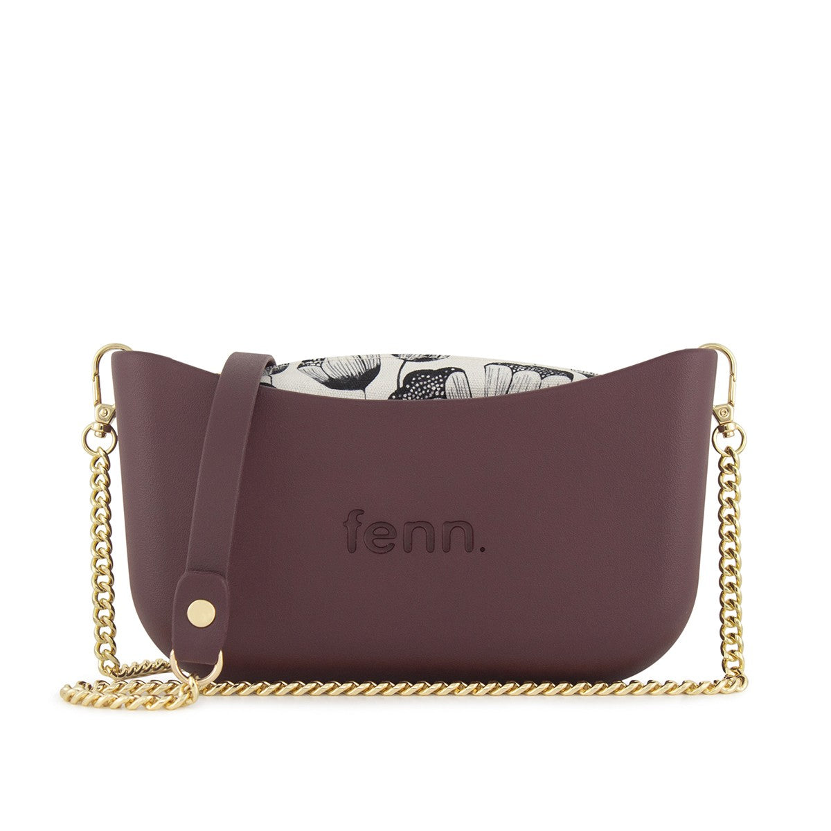 Fenn Classic Handbag Purple-Pattern Inner-Gold Zip- Chain Strap