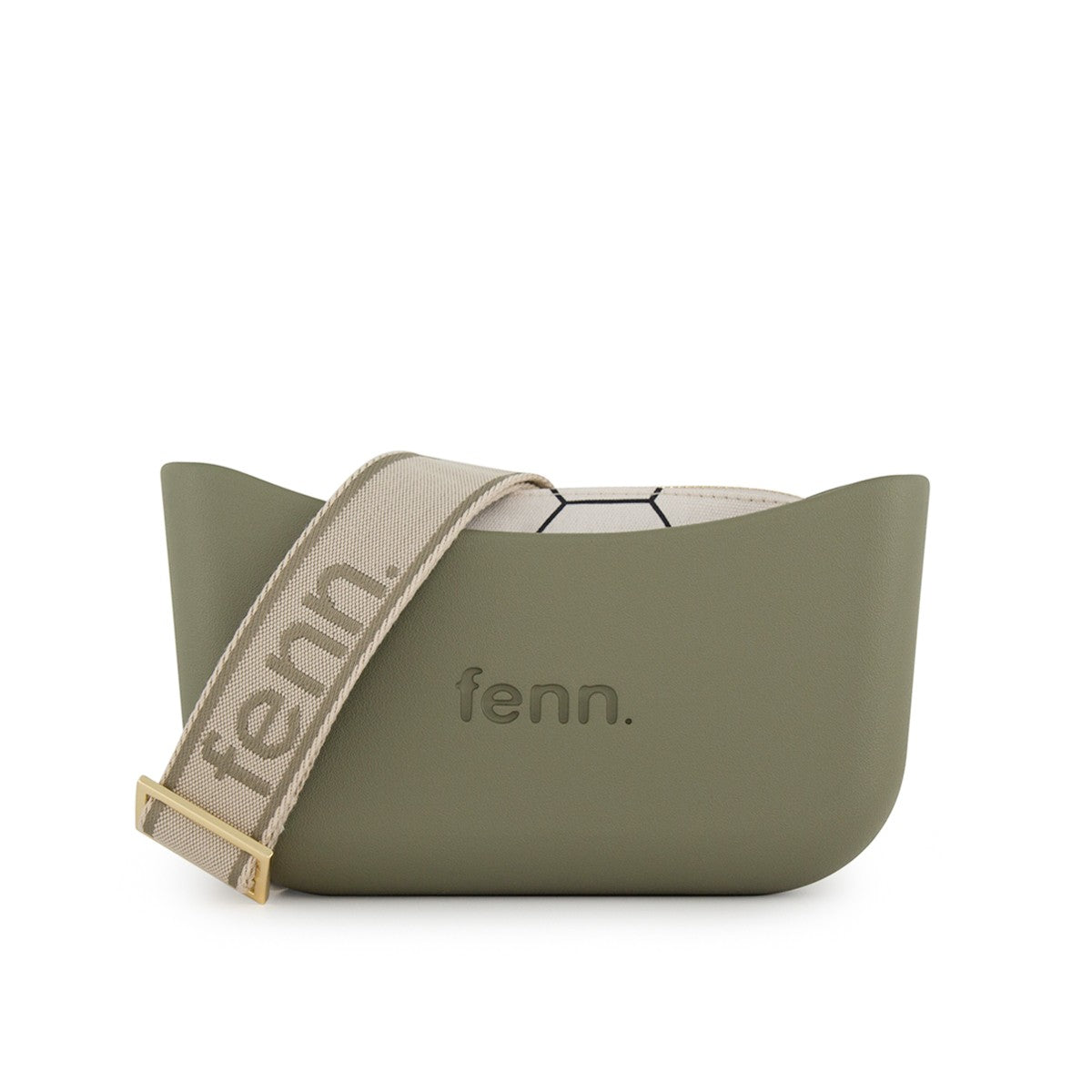 Fenn Classic Handbag Watercress– Pattern Inner– Gold Zip – Adjustable Canvas Strap
