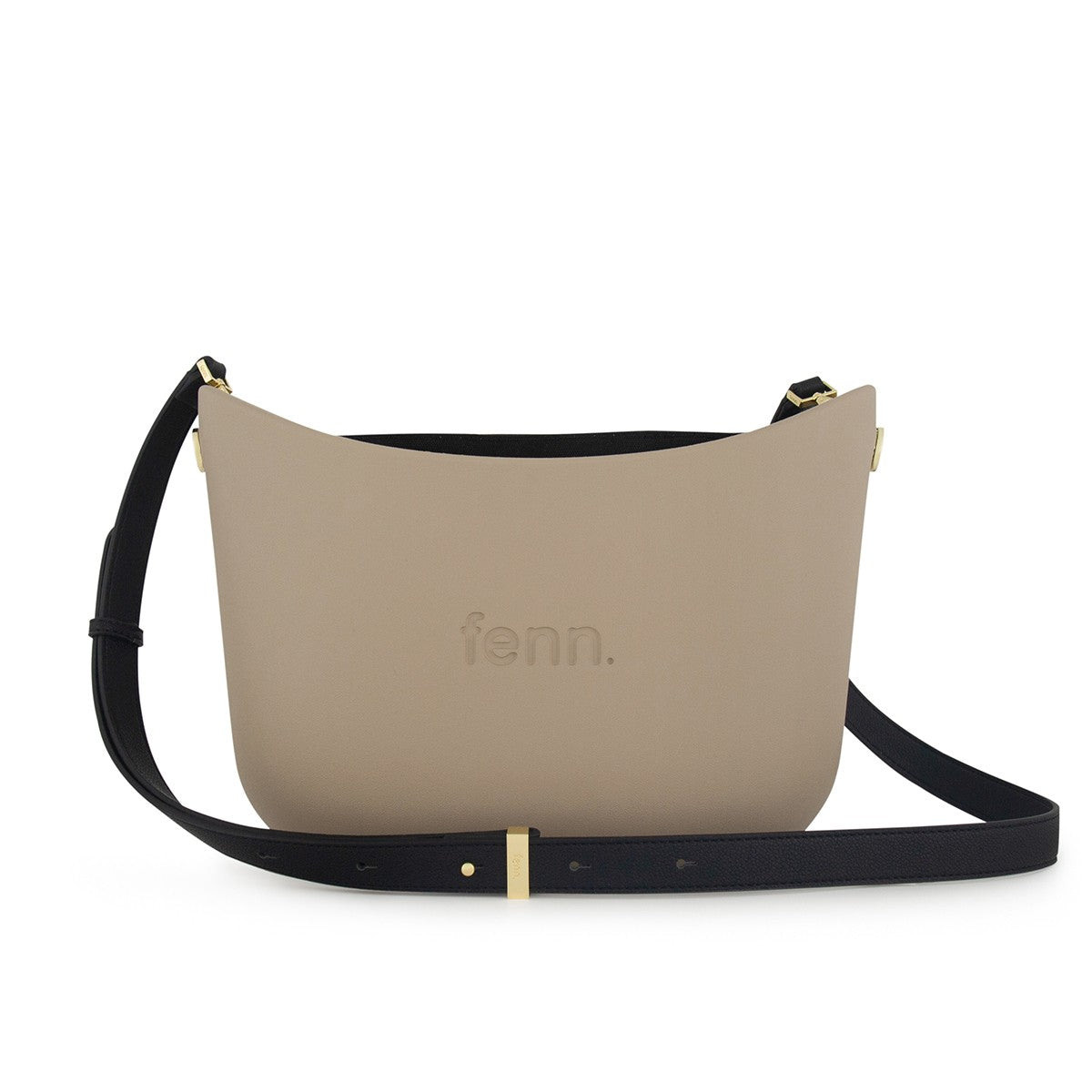 Fenn Messenger Bag-Stone-Black Inner-Gold Zip-Adjustable Faux Leather Strap