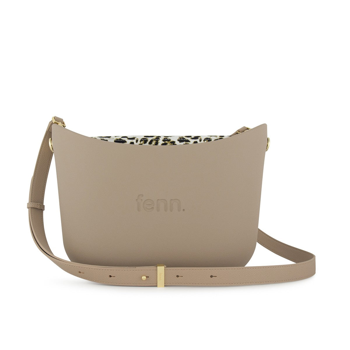 Fenn Messenger Bag-Stone-Pattern Inner- Gold Zip- Adjustable Faux Leather Strap