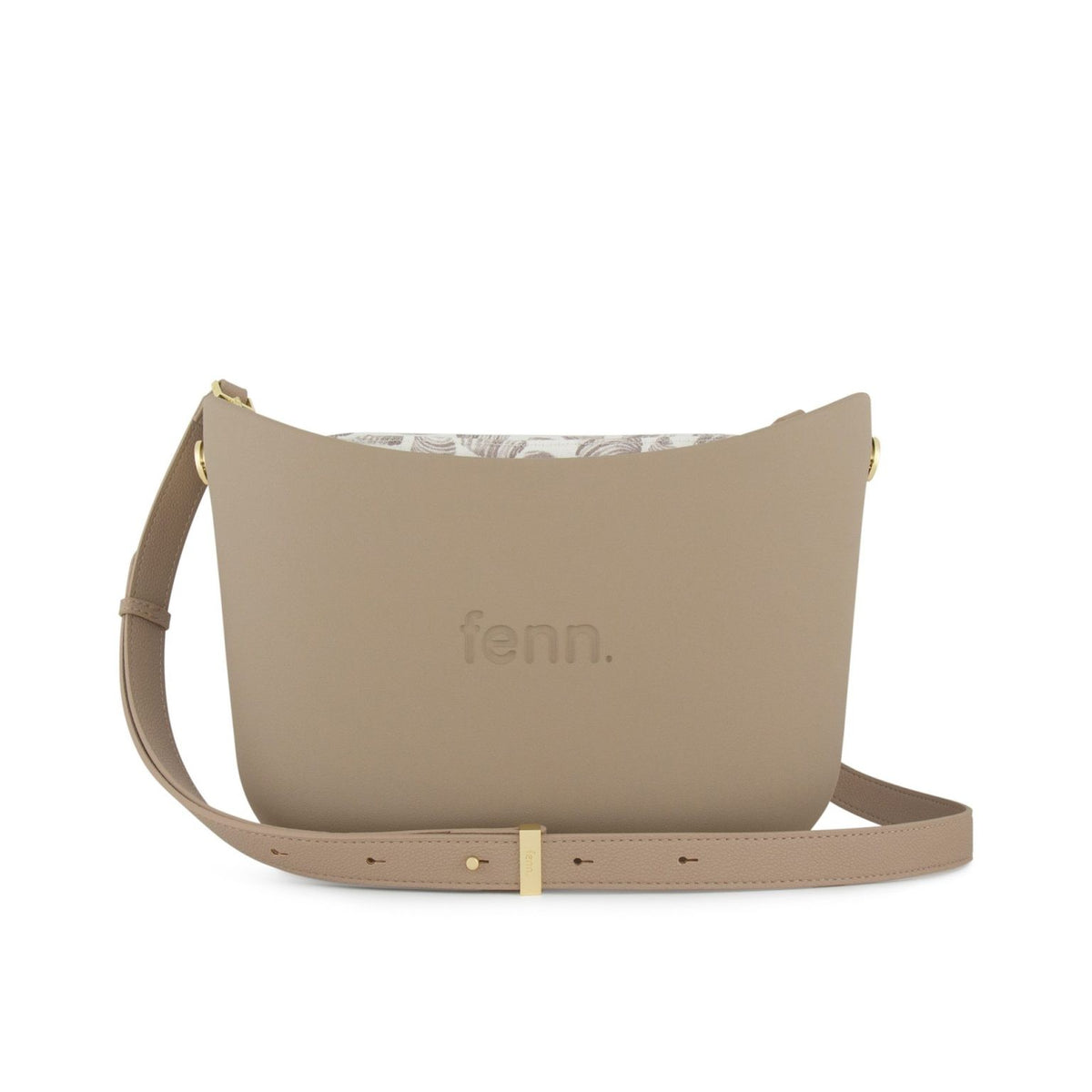 Fenn Messenger Bag-Stone-Pattern Inner- Gold Zip- Adjustable Faux Leather Strap