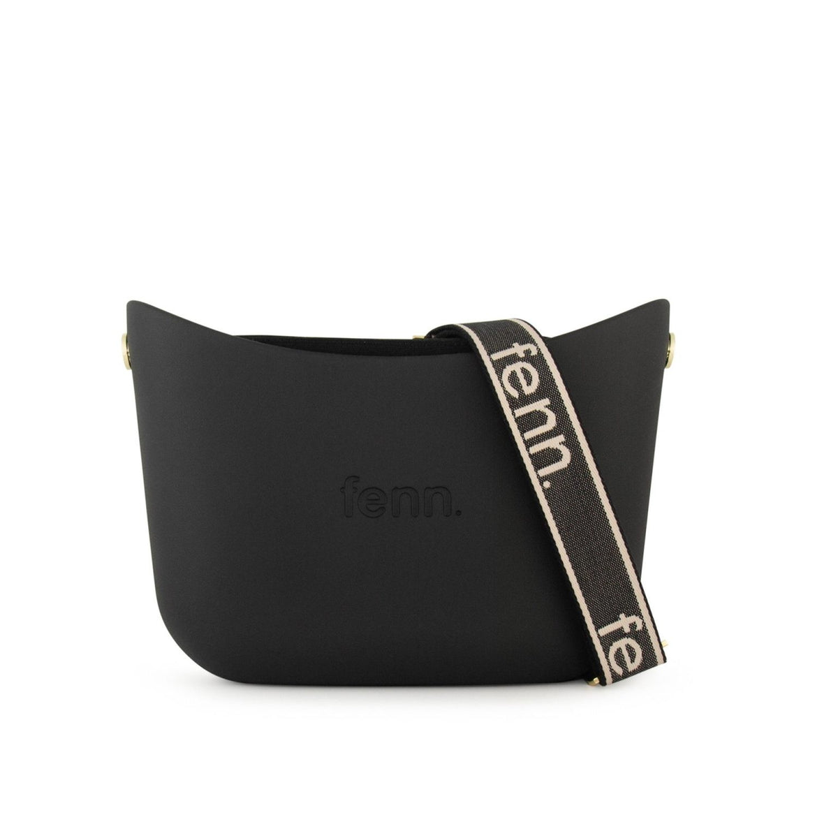 Fenn Messenger Black-Black Inner-Gold Zip-Adjustable Canvas Strap
