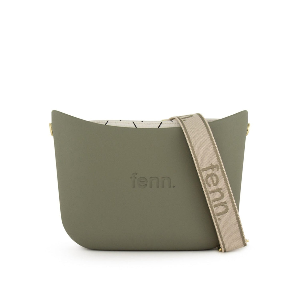 Fenn Messenger Watercress-Pattern Inner -Gold Zip-Adjustable Canvas Strap