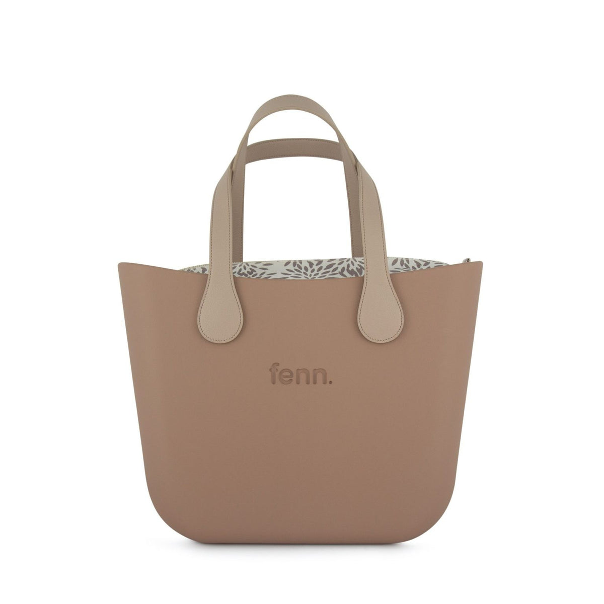 Fenn Original Handbag Cappuccino-Pattern Inner-Gold Zip-Light Stone Flat Handle