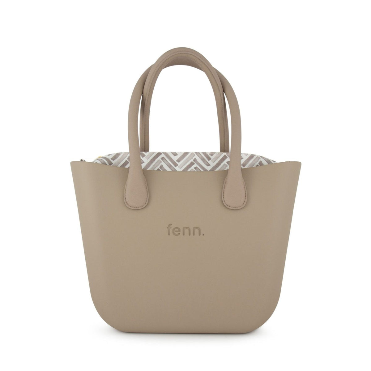 Fenn Original Handbag Stone-Pattern Inner-Gold Zip- Light Stone Round Handle