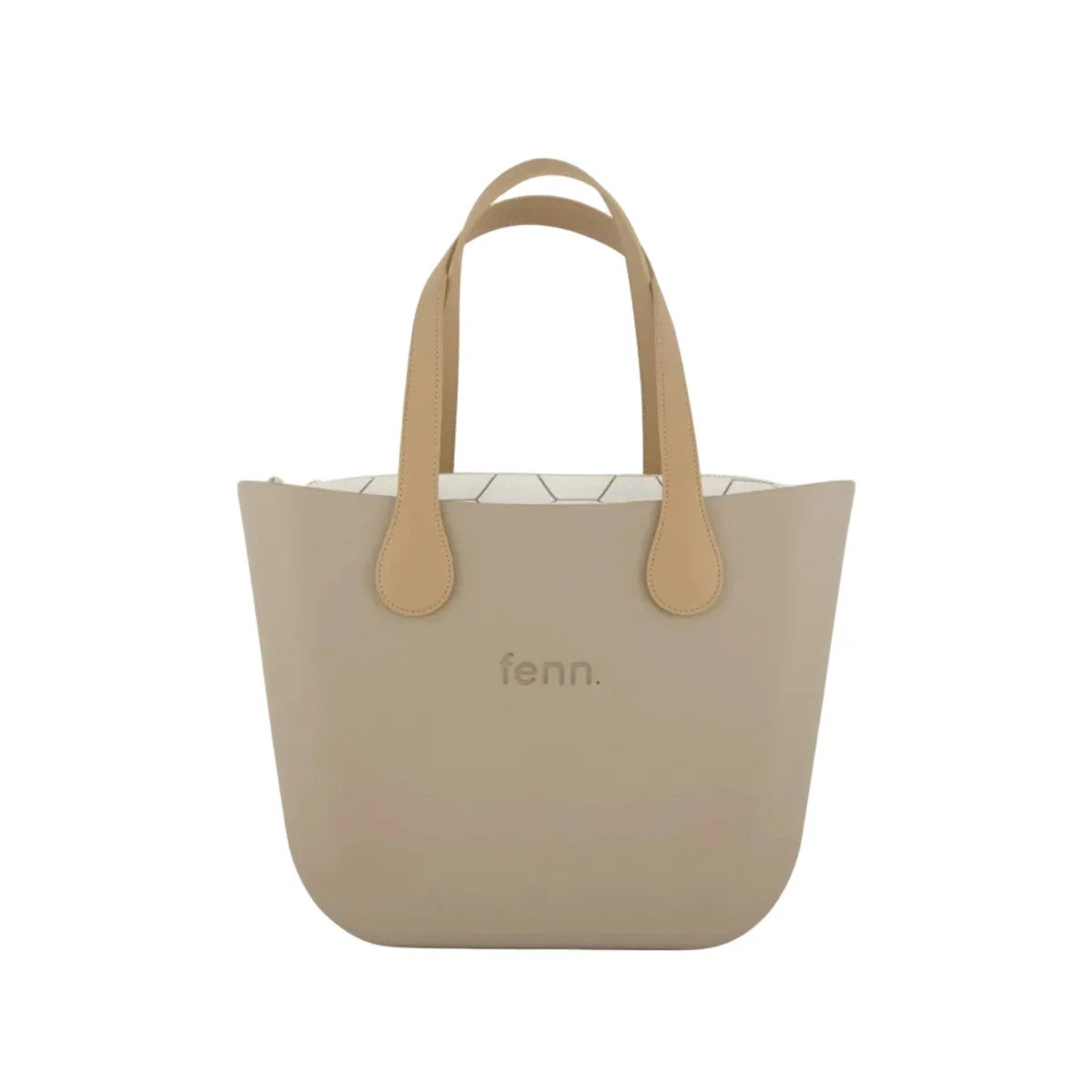 Fenn Original Stone  Handbag Pattern Inner Gold Zip Light Tan Flat Handle