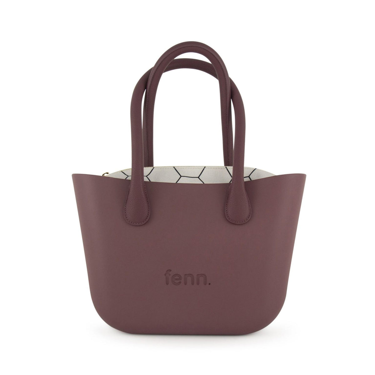 Fenn Petite Handbag Purple-Pattern Inner-Gold Zip- Purple Round Handles