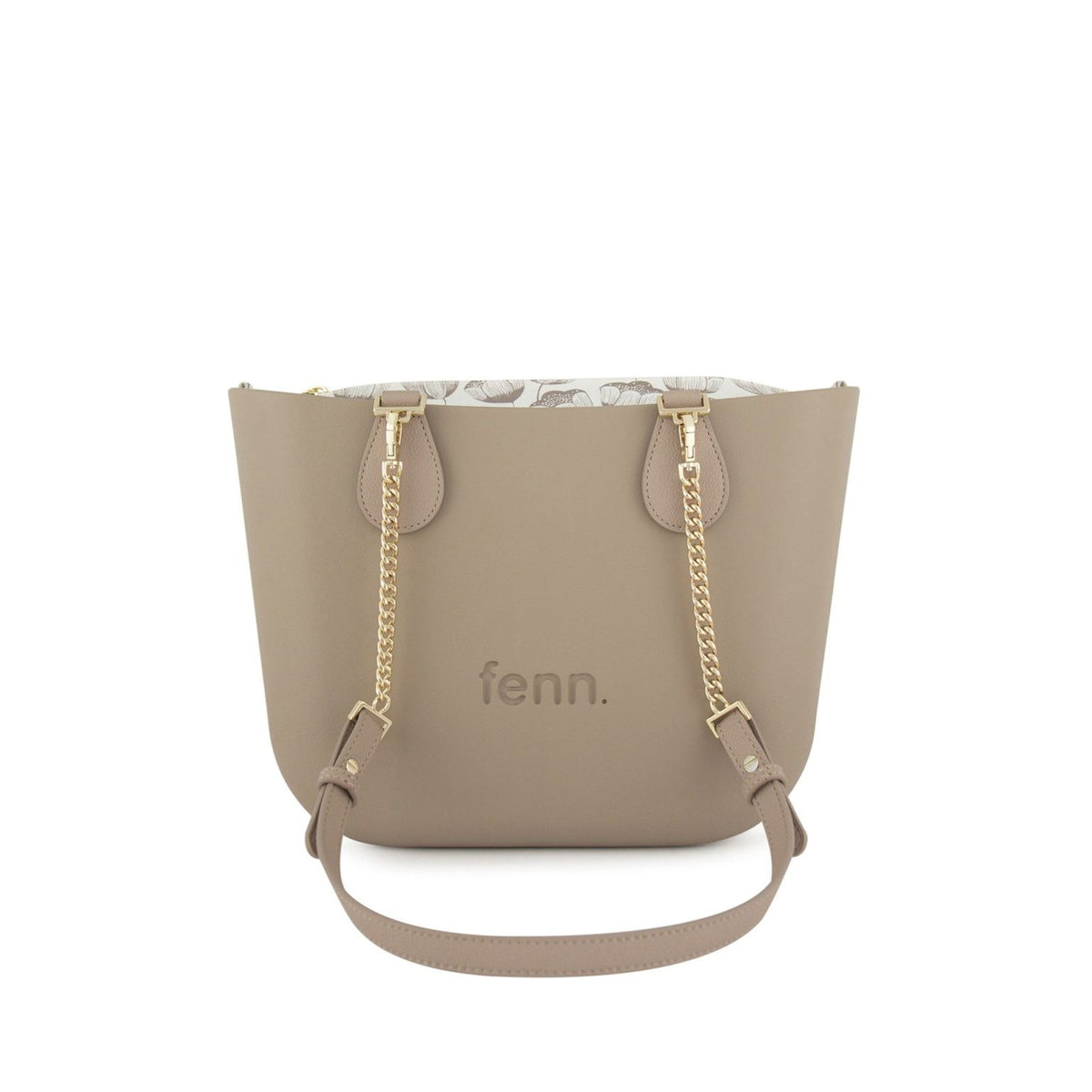 Fenn Petite Handbag Stone-Pattern Inner-Gold Zip-Light Stone/Gold Chain Handle