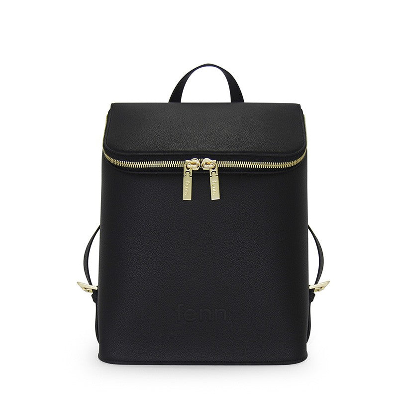 Fenn Satchel Backpack Black Gold Zip